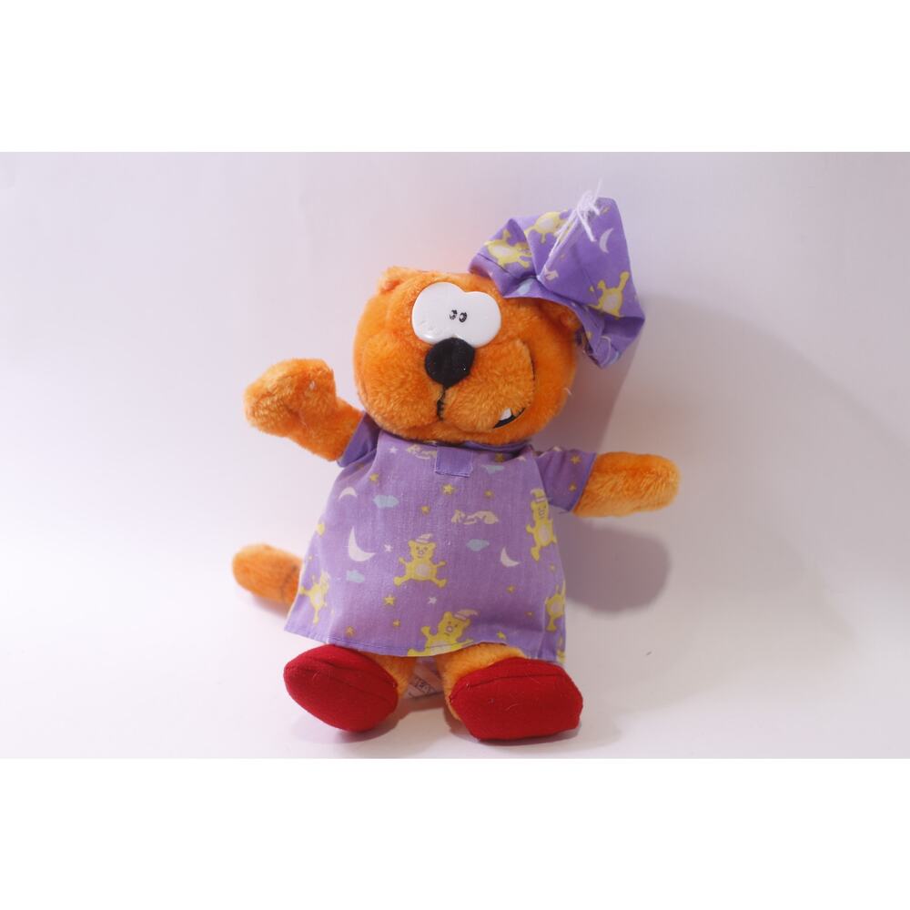 Heathcliff, 1999, Plush, Purple Nightgown, Nightcap, Vintage, ~ 251120-WH 1402